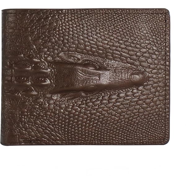 Crocodile Alligator Head Real Leather Men Bifold Slim Coin bill